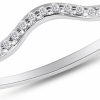 Wedding Bands | AFFY Affy Round Cut White Cubic Zirconia Curved Wedding Band Ring In 14K Gold Over Sterling Silver