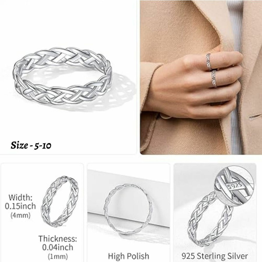 Wedding Bands | SAVMA Promise Friendship High Polish Comfort Fit Solid 925 Sterling Silver Celtic Knot Eternity Wedding Band Ring For Women & Men