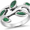 Wedding Bands | AeraVida Aeravida Wraparound Branch Simulated Green Malachite Leaves .925 Sterling Silver Ring | Cute Wedding Rings For Women | Trendy Comfort Fit Silver Rings For Women | Gift For Daughter | Sterling Silver Rings Sizes (7-10)