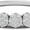 Wedding Bands | Fascinating Diamonds Mothers Day Gifts For Mom 1/5 Carat Lab Grown Round Cut Diamond 5 Flower Cluster Wedding Band 10K White Gold For Women Premium Collection (F-H, Si1-Si2, 0.18 C.T.W)