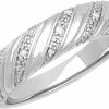 Wedding Bands | Brilliant Expressions Brilliant Expressions 925 Sterling Silver Rings, Diamond Accent Twist Dome Wedding Band For Women, Promise Ring Or Anniversary Ring; Silver Jewelry Wedding Rings