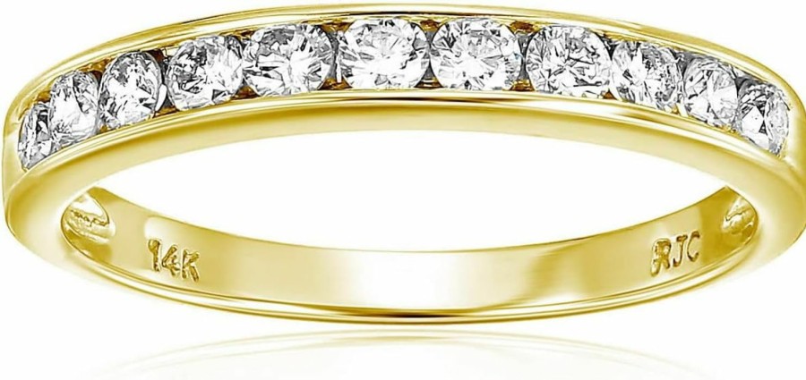 Wedding Bands | VIR JEWELS 3/4 Cttw Diamond Wedding Band For Women, Half Eternity Round Diamond Ring In 14K Yellow Gold Channel Setting, Size 4.5-10