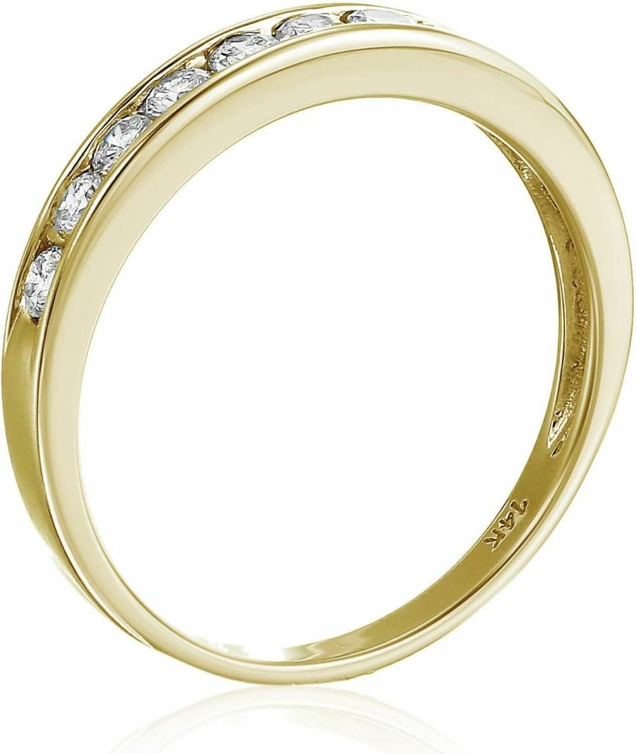 Wedding Bands | VIR JEWELS 3/4 Cttw Diamond Wedding Band For Women, Half Eternity Round Diamond Ring In 14K Yellow Gold Channel Setting, Size 4.5-10