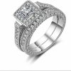 Wedding Bands | CZCLMLT Vintage Fashion Women'S 925 Sterling Silver Square Stone Ring Pattern Set Ring Square Cushion Cut Cubic Aaa Zircon Statement Engagement Ring Cz Sparkling Wedding Ring Size 6-10 638 (7)