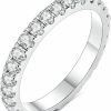 Wedding Bands | IMOLOVE Imolove Moissanite Wedding Band, Wedding Rings For Women, 0.3 Ct D Color Vvs1 Lab Created Diamond Sterling Silver Rings Half Eternity Stackable Engagement Ring Anniversary Band Size 3-13