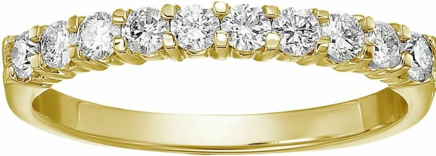 Wedding Bands | VIR JEWELS 3/4 Cttw Round Diamond Wedding Band For Women In 14K Yellow Gold, 10 Stones Prong Set, Size 4.5-10