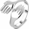 Wedding Bands | HOLLP Hollp Hugging Hands Rings Silver Hands Embrace Open Rings Friendship Jewelry Romantic Lover Wedding Ring Jewelry