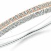 Wedding Bands | Angara Angara U-Pave Set Diamond Wedding Band In Two Tone Gold (1Mm Diamond)