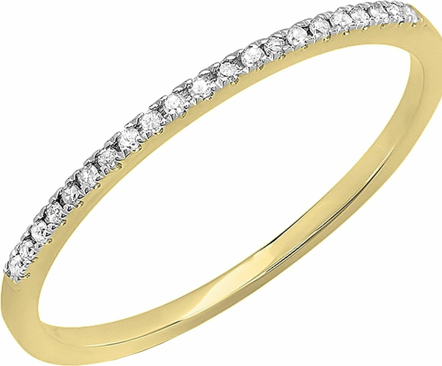 Wedding Bands | Dazzlingrock Collection Dazzlingrock Collection 0.08 Cttw Round White Diamond Stackable Wedding Band For Women In 10K Gold