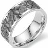 Wedding Bands | Jude Jewelers Jude Jewelers 8Mm Stainess Steel Plaided Groove Classic Wedding Band Ring