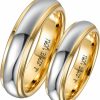 Wedding Bands | Aeici 4Mm 6Mm Tungsten Couple Ring Two Tones Engraved I Love You Wedding Rings Engagement Rings For Men Women