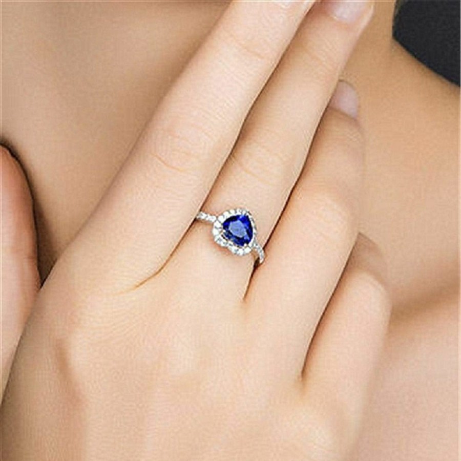 Wedding Bands | 1.NO Luxury Royal Blue Heart Sapphire Ring Fashion 18K Natural Colored Gem Wedding Or Engagement Ring For Women