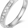 Wedding Bands | HAFEEZ CENTER 14K Gold Moissanite Rings For Women Moissanite Wedding Band 2Mm 14K Solid Gold Dainty Moissanite Eternity Wedding Band Wedding Rings For Women