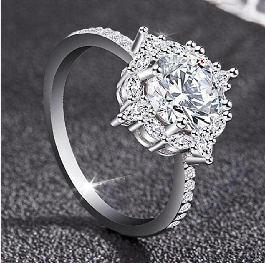 Wedding Bands | 1.NO 1.No Sterling Silver Cz Ringzircon Ringimitation Diamond Ringcrystal Wedding Ringnew 925 Silver White Sapphire Birthstone Engagement Wedding Jewelry Ring (11)