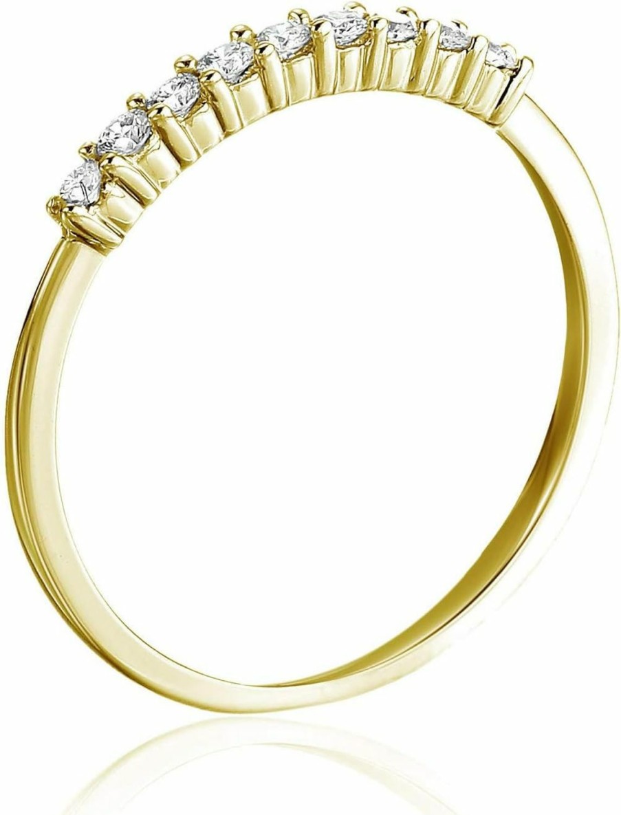 Wedding Bands | VIR JEWELS 1/5 Cttw Round Diamond Wedding Band For Women 14K Yellow Gold 9 Stones Prong Set, Size 4.5-10